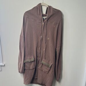POL Taupe Hooded Sweatshirt Jacket